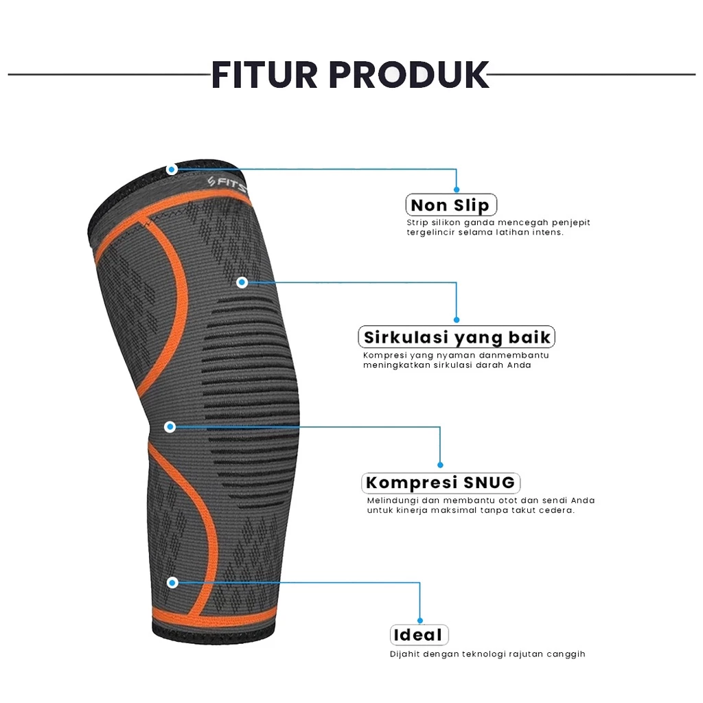 Deker Lutut Olahraga Elastis Nylon Sport Compression Knee Pad — 3