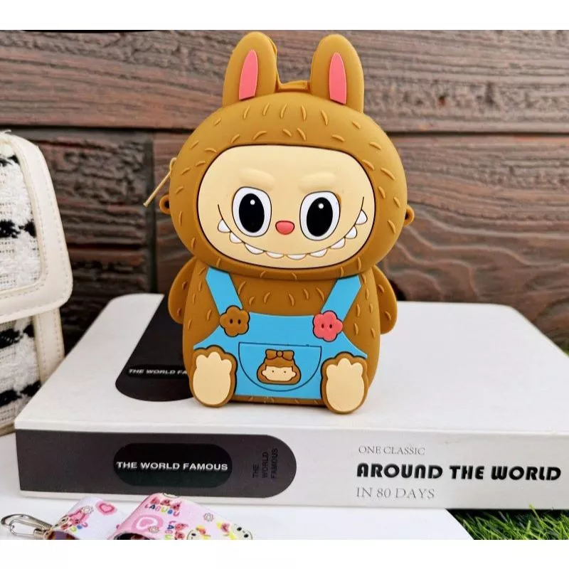 Tas Selempang  Anak Silikon Mini Labubu Viral Motif 3D Rubber Sebaguna — 6