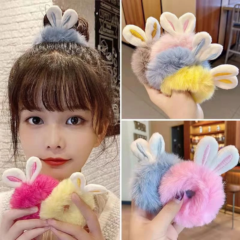 Ikat Rambut Anak Perempuan Telinga Kelinci Rabbit Bulu Halus Aesthetic — 5