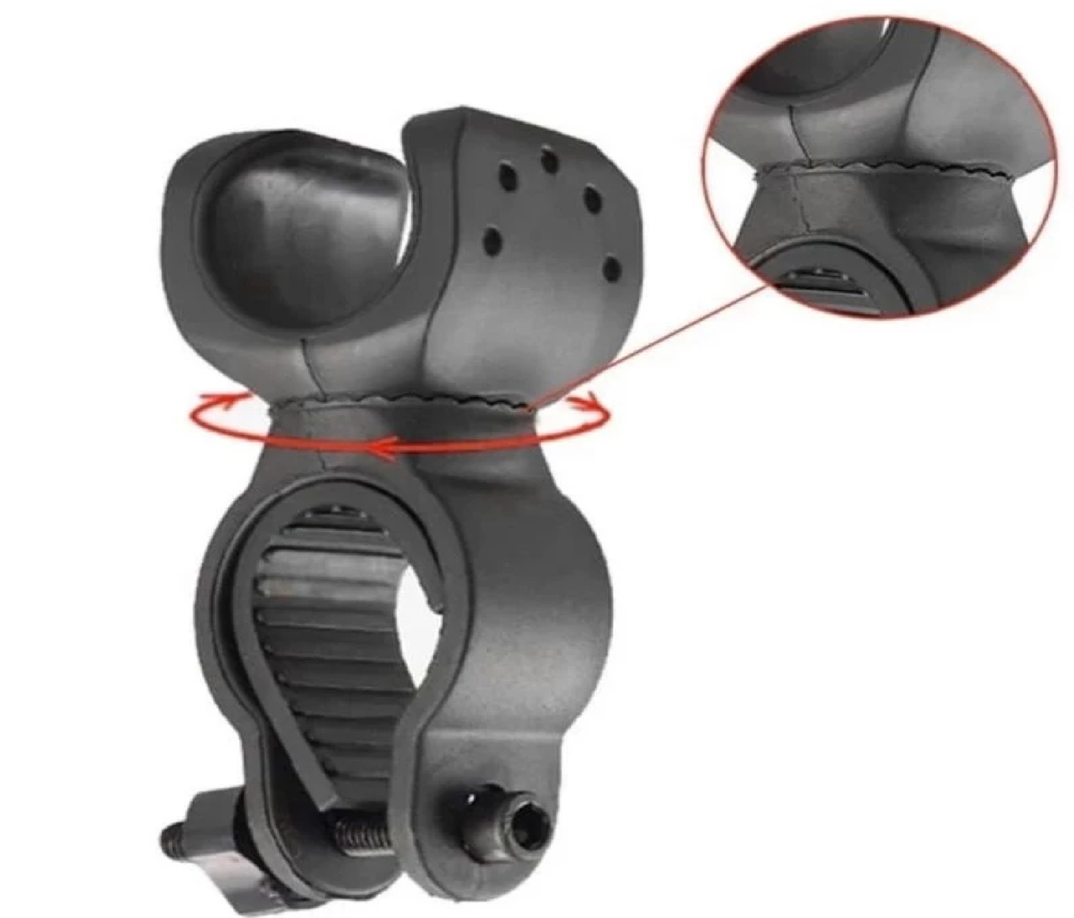 Tempat Holder Senter Sepeda 360 Derajat Bracket Torch Flashlight Hitam — 7