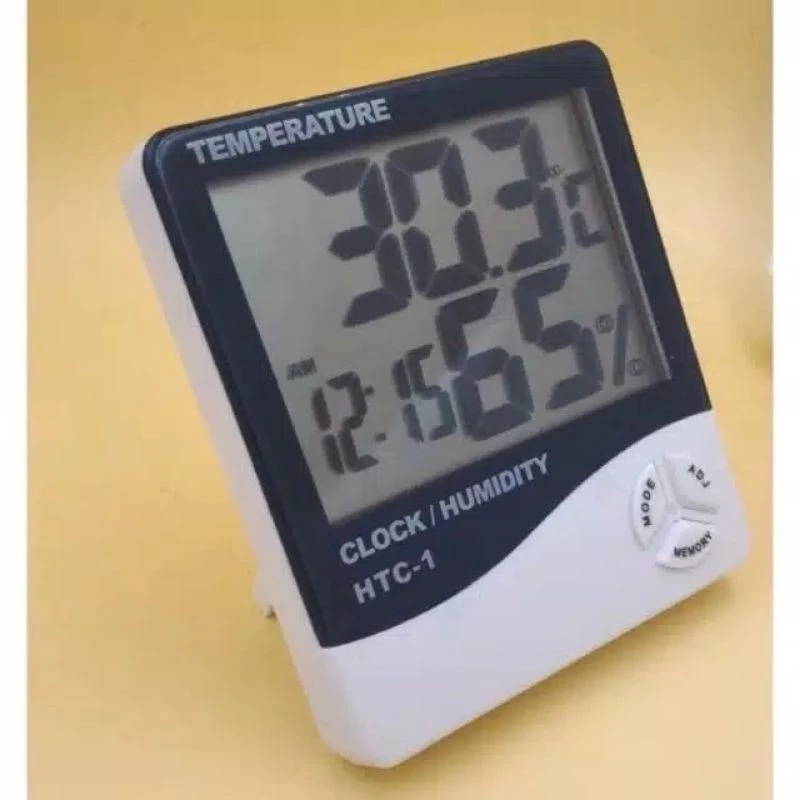 Hygrometer Termometer Indoor Digital Jam Pantau Suhu Kelembaban Waktu — 6