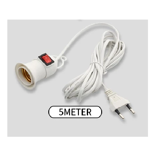 Fitting Lampu Gantung Kabel Putih Saklar On Off Colokan Fleksibel — 7