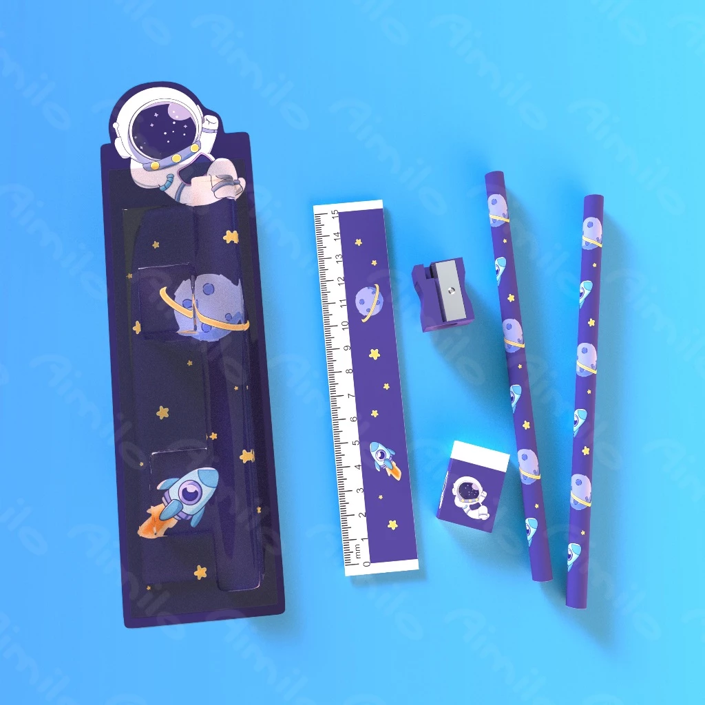 Pensil Set Anak Aimilo 5in1 Lucu untuk Tempat Pensil Sekolah — 3
