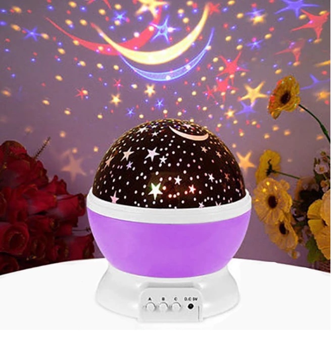 Lampu Tidur Hias Proyektor Desain Bulan Bintang Suasana Langit Romantis — 8