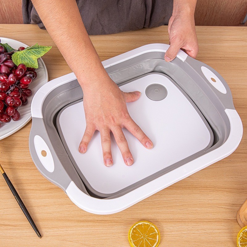 Baskom Talenan Lipat Multifungsi 3in1 Cuci Buah dan Sayur Portable — 8