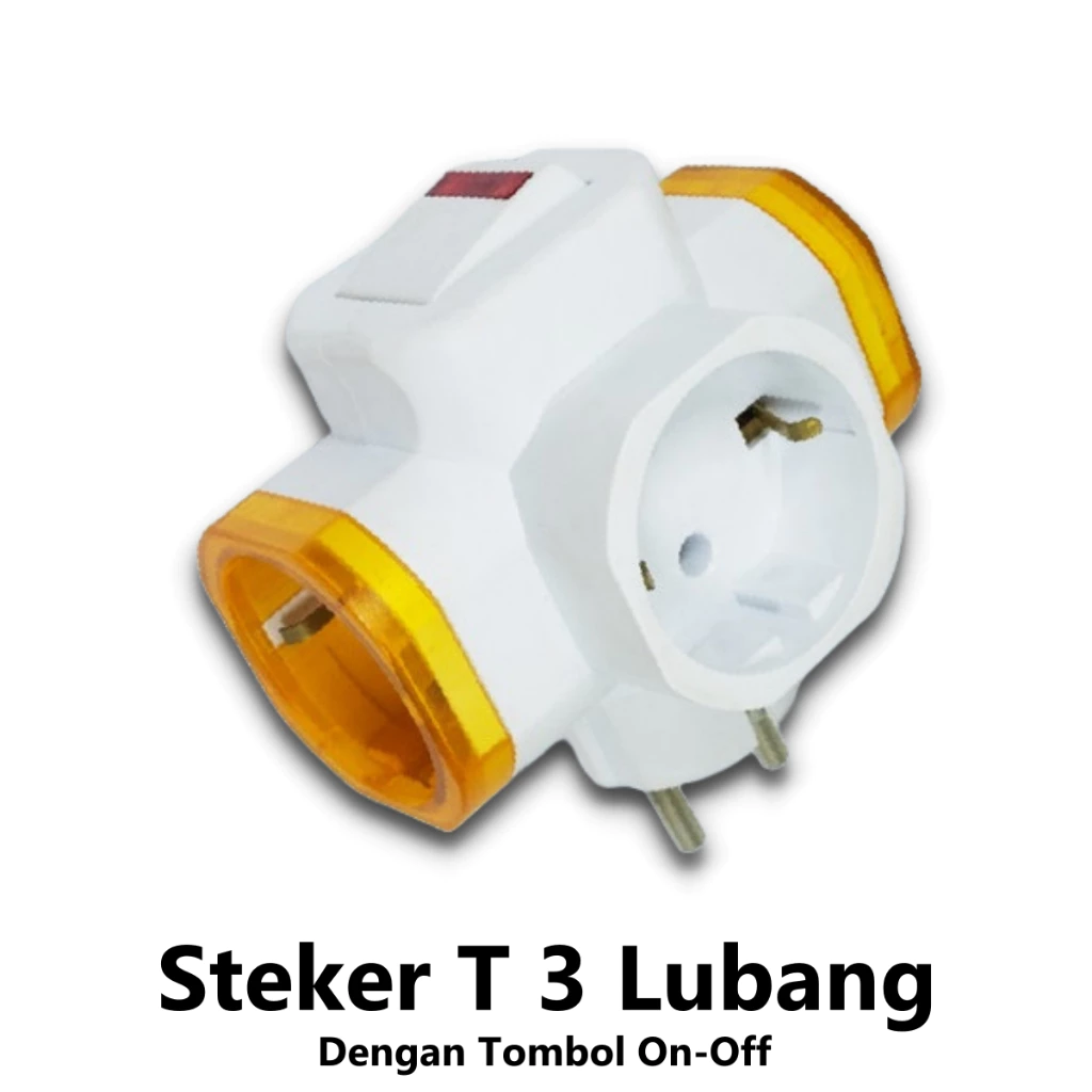 Steker Multi Colokan T-Arde 3 Arah dengan Saklar Neon — 7