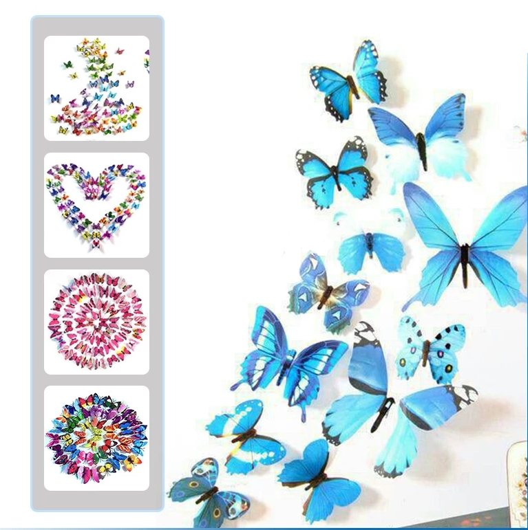 Stiker Dinding Kupu Kupu Wall Sticker Butterfly 3D Dekorasi PVC tape — 10