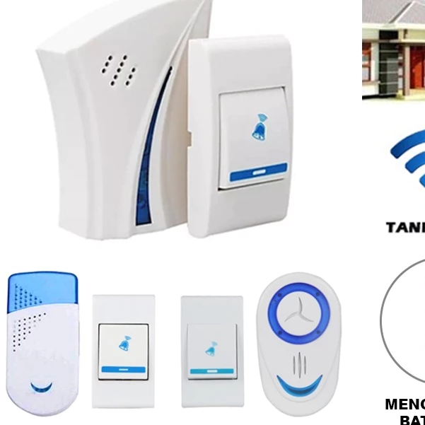 Bel Pintu Tanpa Kabel Doorbell Wireless Tanpa Kabel Desain Minimalis — 6
