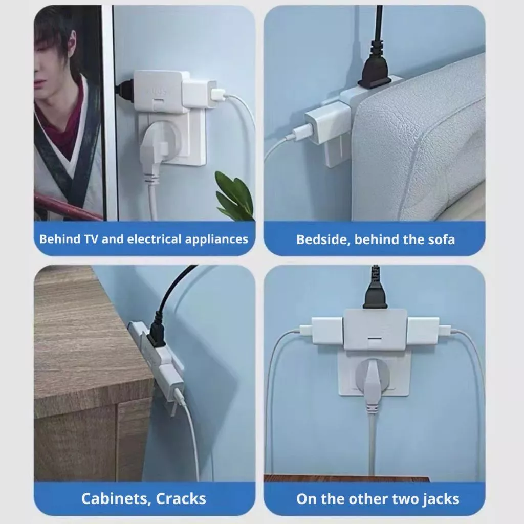 Power Soket 3in1 Converter Charger US ke EU Stop Kontak Lipat Praktis — 5