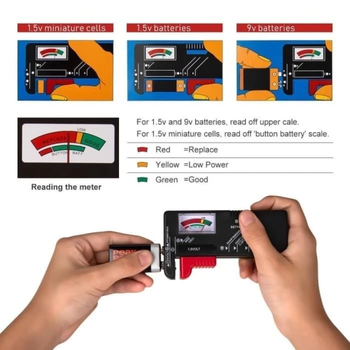 Alat Test Mengecek Kondisi Baterai AA AAA Kancing Volt Tester Efektif — 5