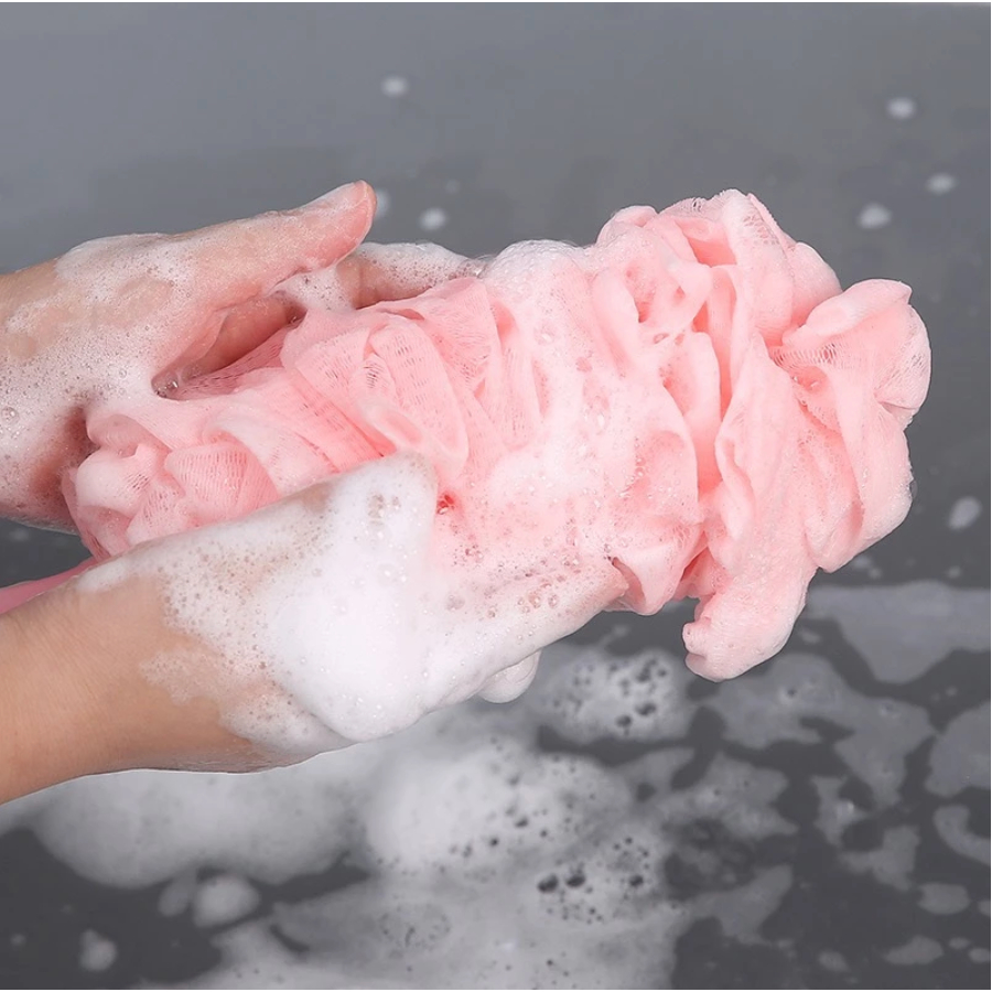 Spons Gagang Panjang Mandi Sikat Gosok Punggung Lembut Shower Puff — 9