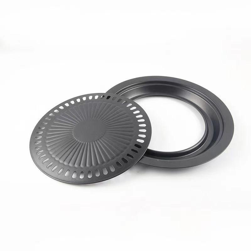 Alat Pemanggang Daging Bbq Grill Pan Korean Bulat Portable 32cm — 7