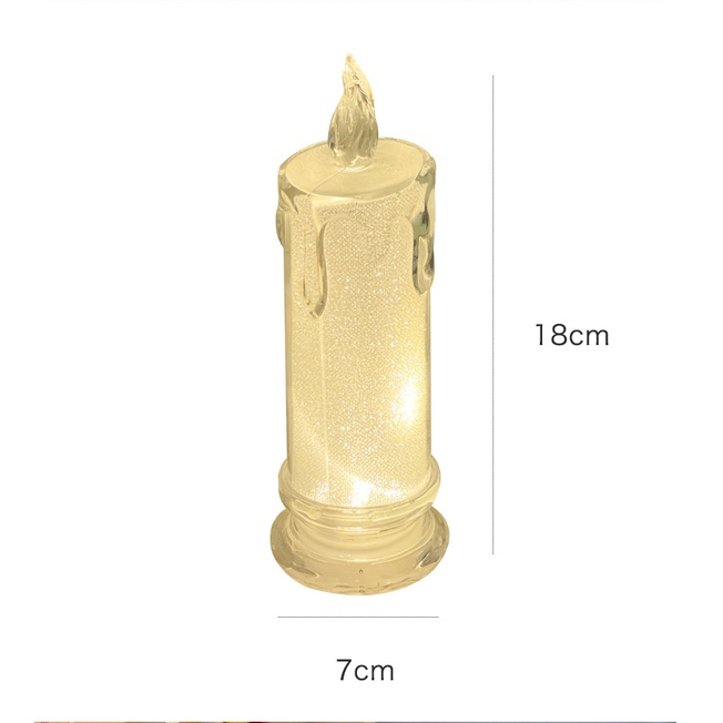 Lampu Lilin Akrilik LED Estetik Tanpa Asap Dekor Meja Kamar Unik