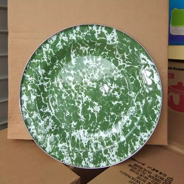 Piring Jadul Desain Motif Klasik Enamel Brilik Legend Multifungsi — 2