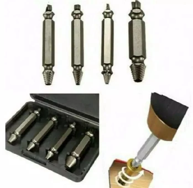 Screw Extractor Alat Pembuka Baut Rusak Set 4 Mata Bor Repair Kit — 3