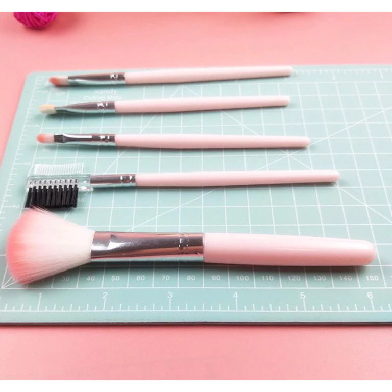 Kuas Alat kosmetik Brush Makeup Mini Set 5 Pcs Praktis Travel Portable — 6