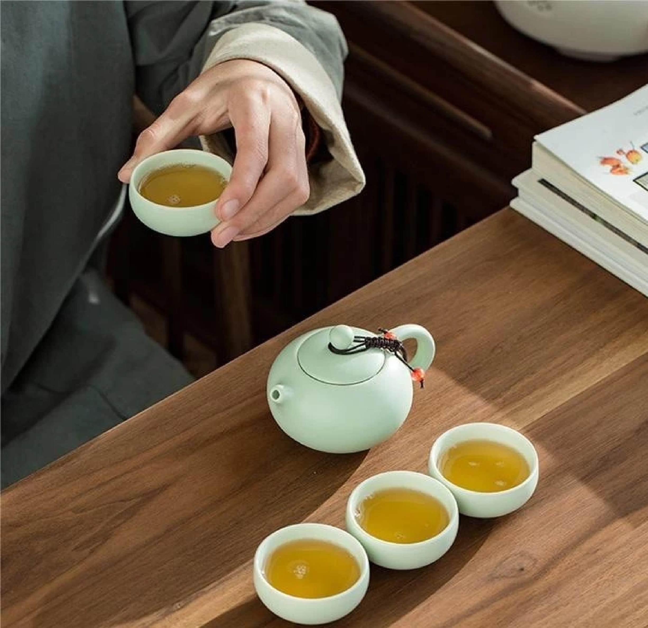 Set Tea Pot Teh Cina Keramik C19 Classic Dengan 6 Cangkir — 10