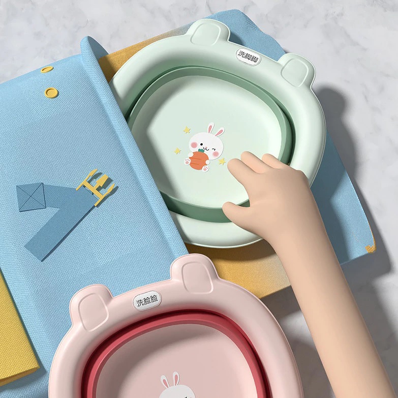 Baskom Lipat Mini Bayi New Born Portable Desain Fleksibel Multifungsi — 4