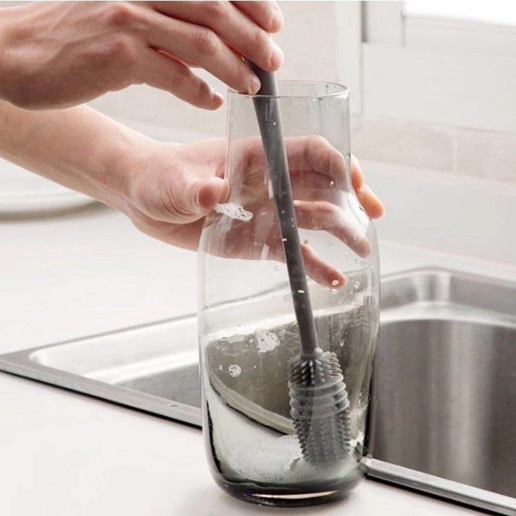 Sikat Pembersih Botol Gelas Minum Silicone Gagang Panjang — 8