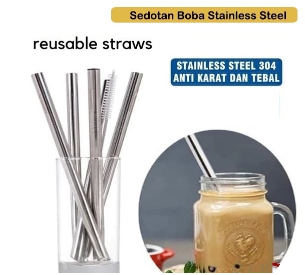 Sedotan BOBA Stainless Steel Anti Karat 23 CM — 5