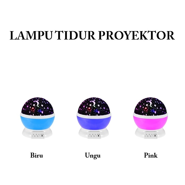 Lampu Tidur Hias Proyektor Desain Bulan Bintang Suasana Langit Romantis — 9