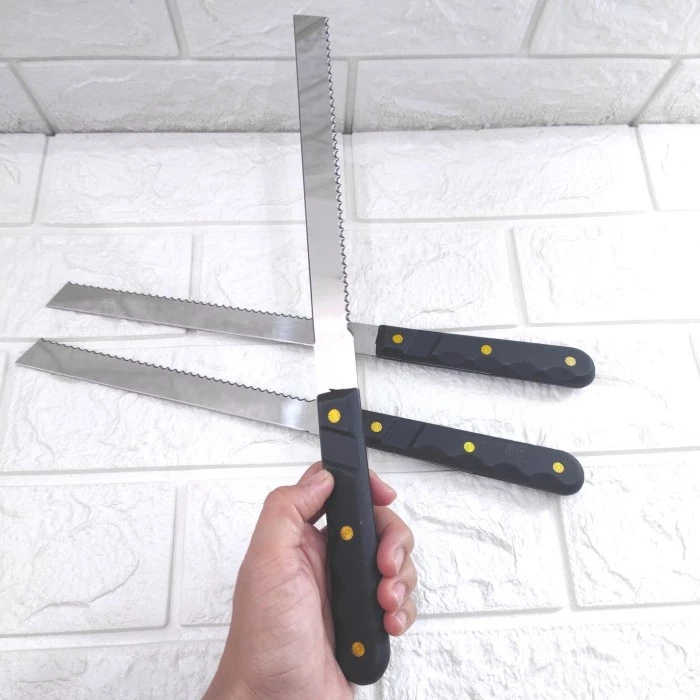 Pisau Roti Panjang 2 Sisi Bread Knife Stainless Steel Alat Potong Bolu — 4