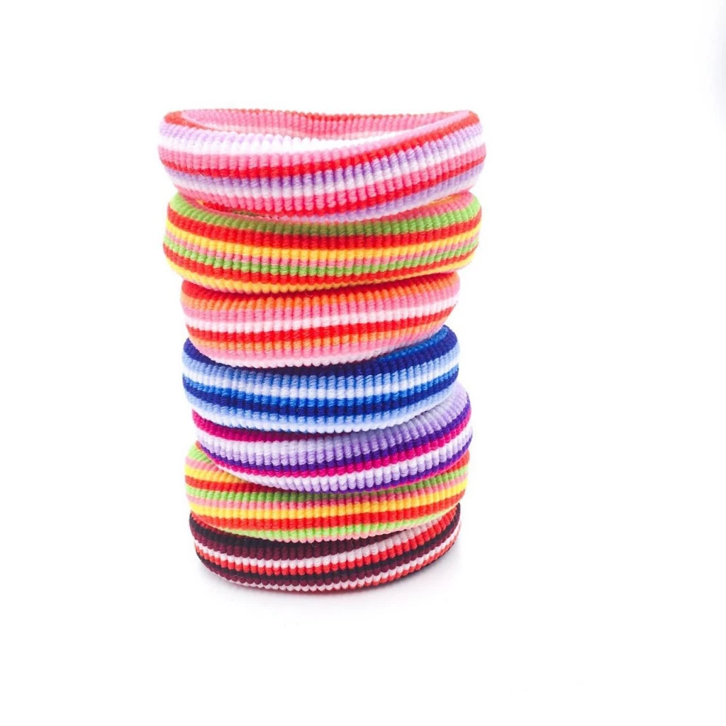 Ikat Rambut Wol Anak Dewasa Kunciran Mini Salur Warna Warni Ceria — 5
