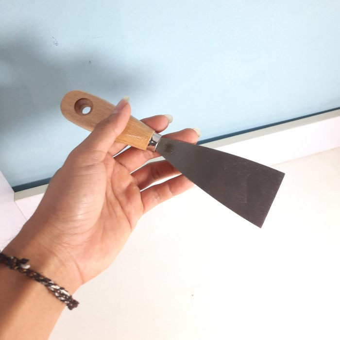 Kape Plat Gagang Kayu Alat Konstruksi Meratakan Dempul Tembok Bangunan — 8