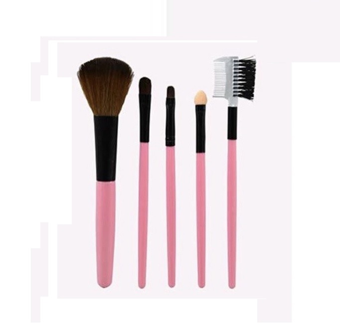 Kuas Alat kosmetik Brush Makeup Mini Set 5 Pcs Praktis Travel Portable — 4