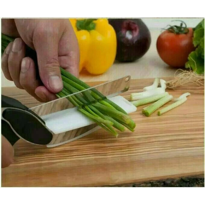 Cutter Pisau Guntingn 2 in 1 Dapur Besar Stainless Steel Multifungsi — 6
