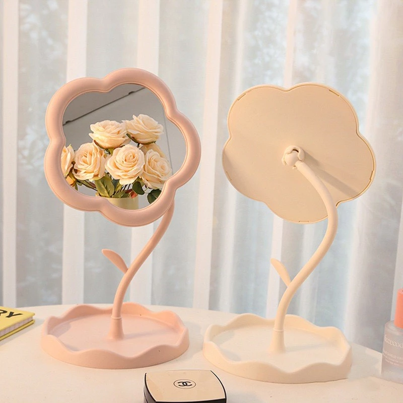 Cermin Make Up Dekorasi Kamar Aesthetic Bentuk Bunga Stand Mirror — 4