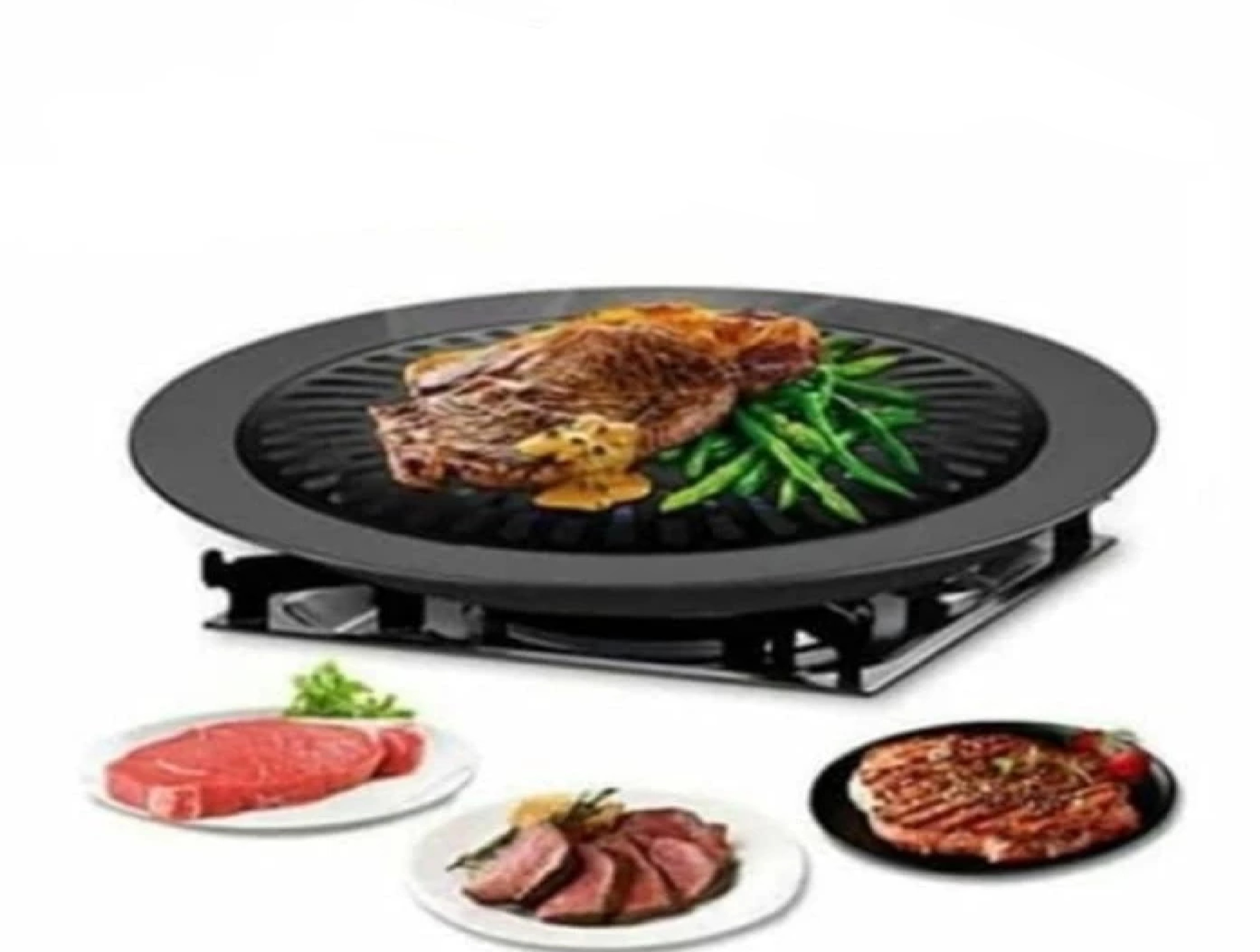 Alat Pemanggang Daging Bbq Grill Pan Korean Bulat Portable 32cm — 8