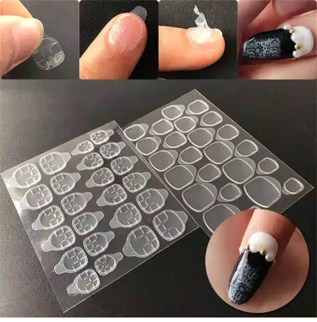 Sticker Lem Kuku Palsu Fake Nails Kedap Air Gel Double Tap Praktis — 6