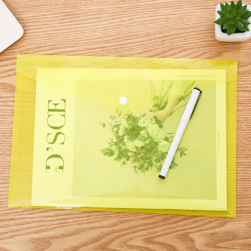 Map Plastik A4 Kancing Folio Transparan Warna Tempat Penyimpanan File — 10
