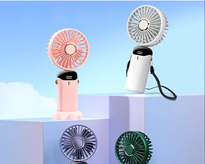 Kipas Angin Lipat LED Display Portable Mini Handheld 5 Speed Level Type C — 6