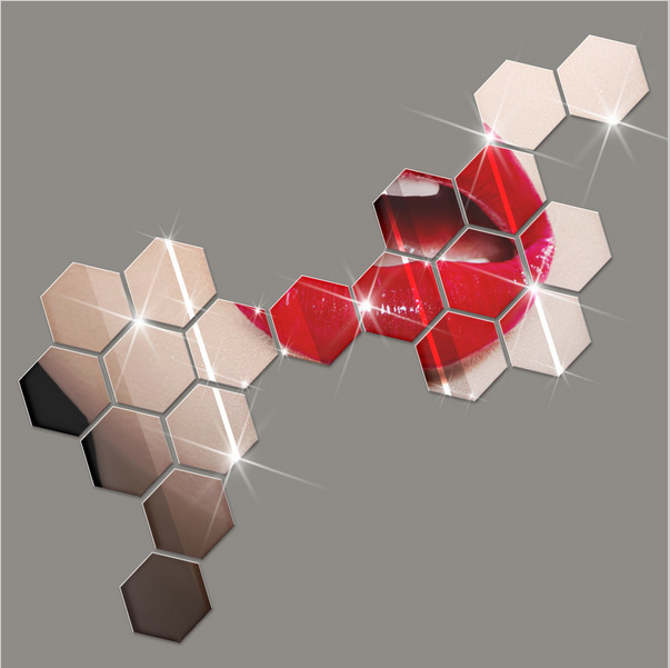Stiker Cermin Tempel Dinding Sticker Wall Mirror Segi Enam Hexagonal — 9