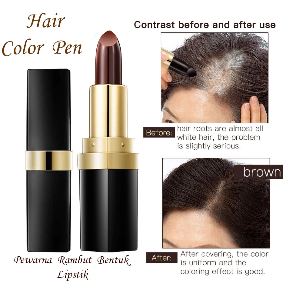 Semir Cat Rambut Anti-uban Warna Hitam Lipstik Bright Hair Color Pen — 8