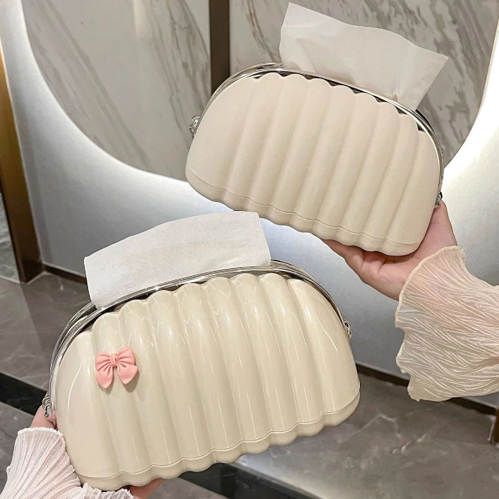 Kotak Tisu Desain Pouch Pita Lucu Aesthetic Minimalis Tissue Box Kamar — 3