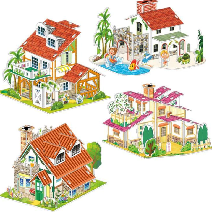 Puzzle Mainan Edukasi Anak 3D Paper House Melatih Kreativitas Anak — 6