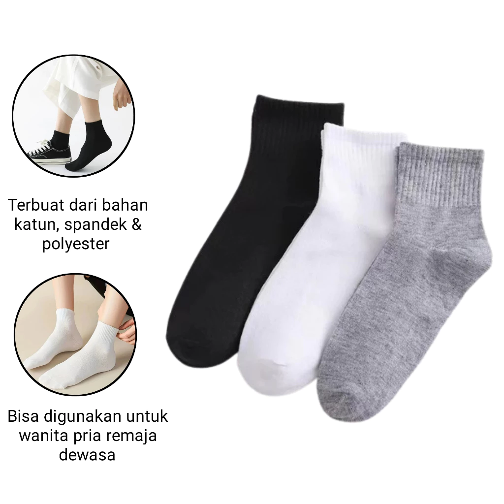 Kaos Kaki Pendek Pria Dewasa Polos Simple Kerja Fleksibel Kerja Sport — 7