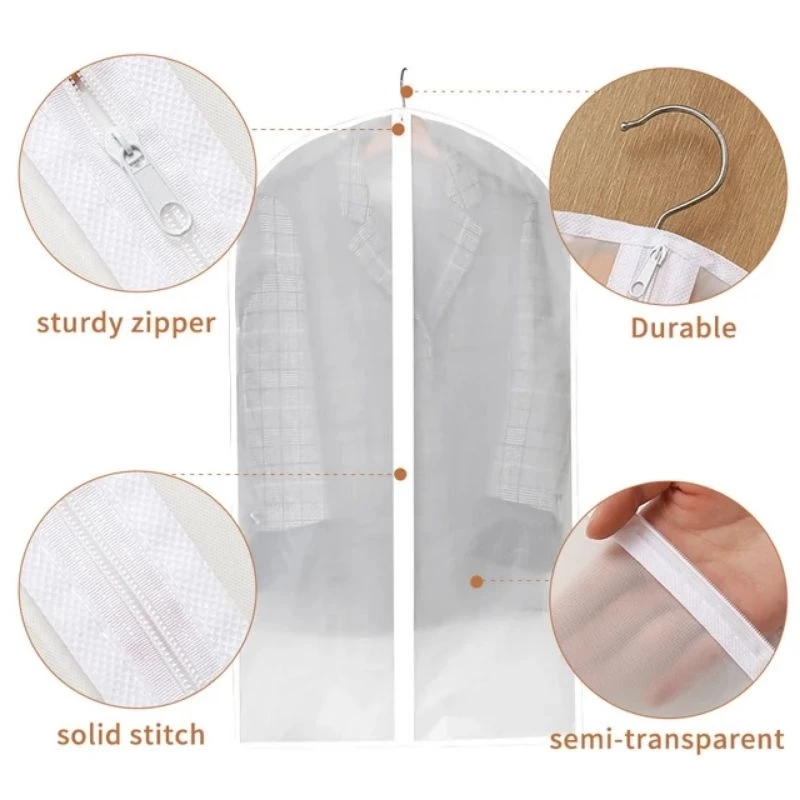 Cover Sarung Gantung Baju Anti Debu PEVA Dengan Resleting — 6