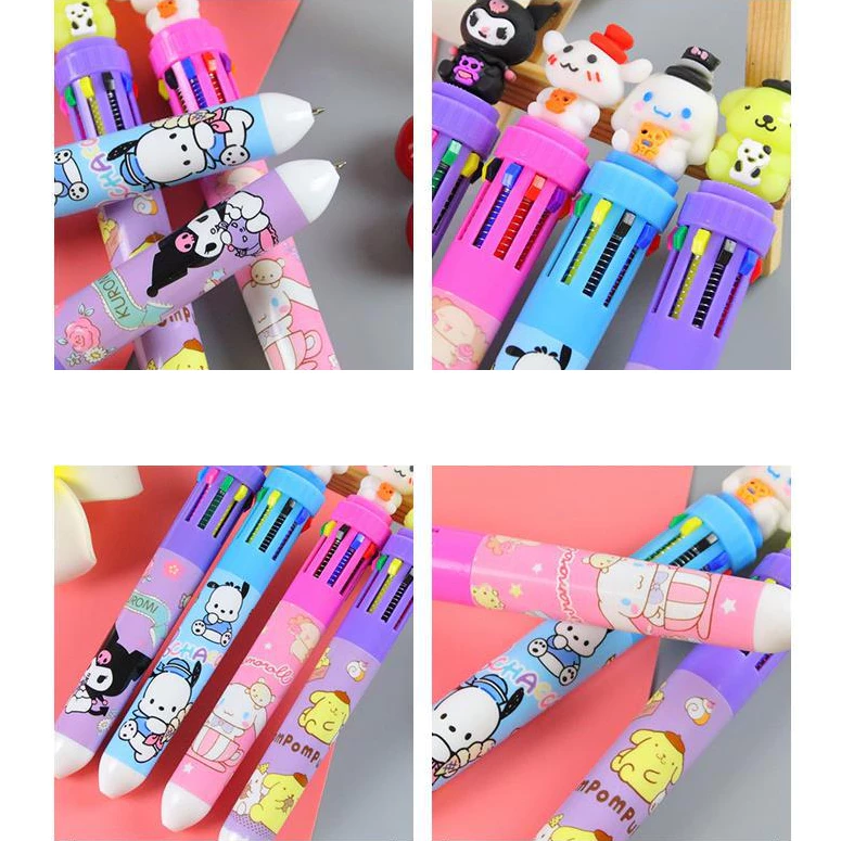 Pena Gel Pulpen Ballpoint Tinta 10 Warna Warni Motif Karakter Lucu — 5