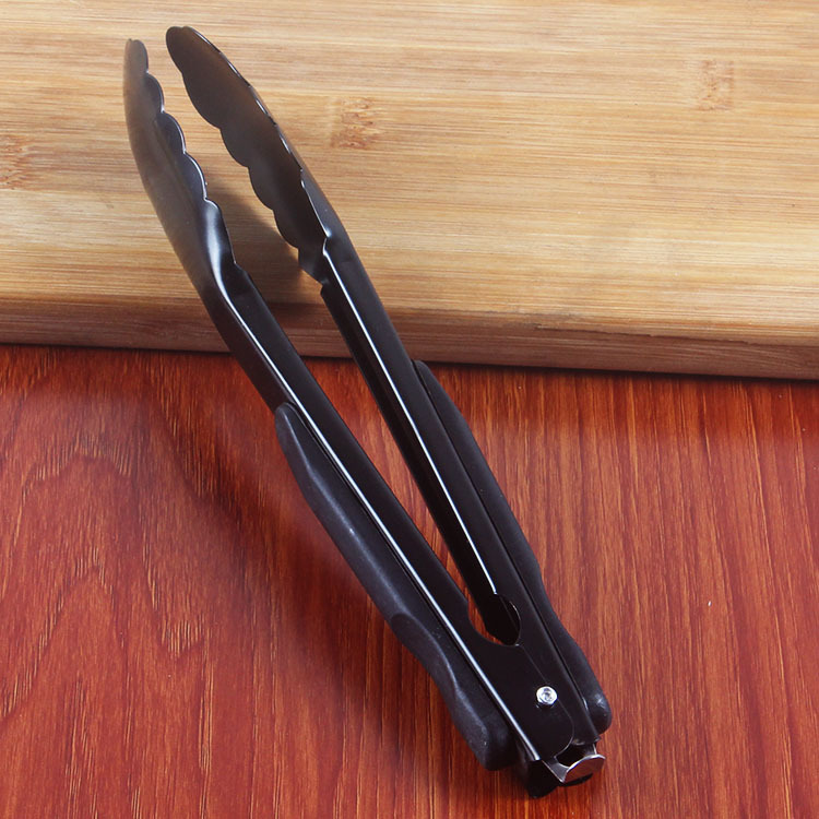 Capitan Makanan Warna Hitam Kitchen Tong Stainless Steel — 7