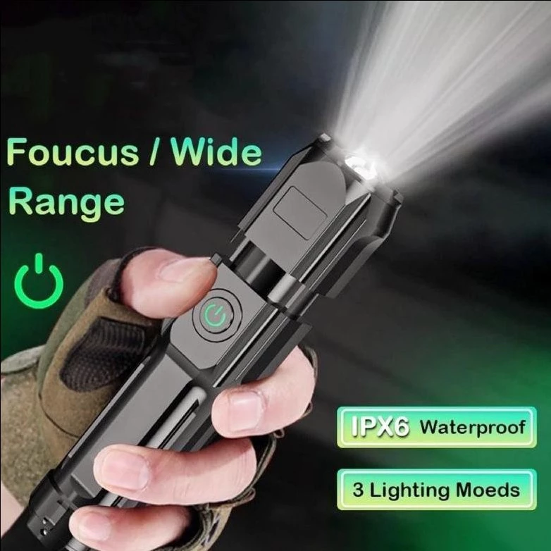 Senter Flashlight swat LED Zoom 4 Mode Senter LED Mini Senter Cas LED — 3