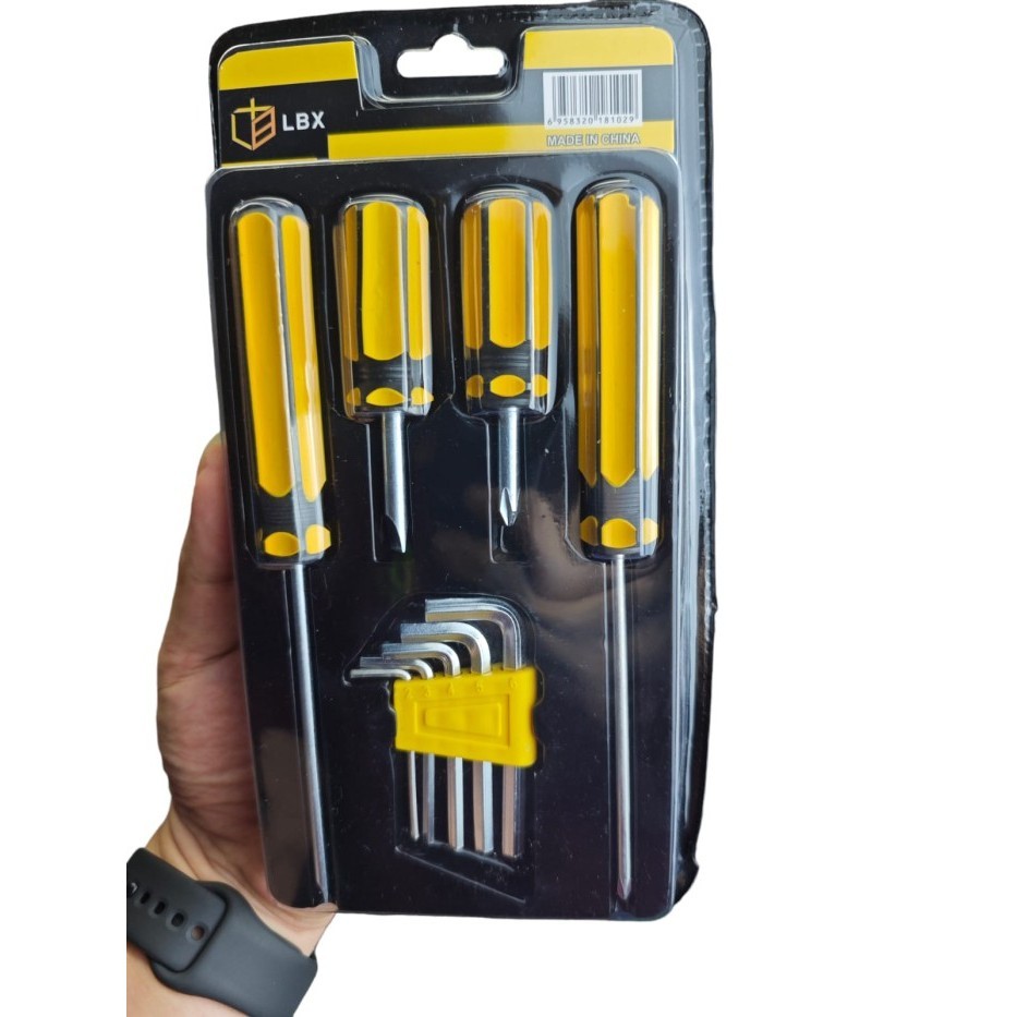 Set Obeng Kunci L LBX Tools Screwdriver With Hex Key 9 in 1 — 7