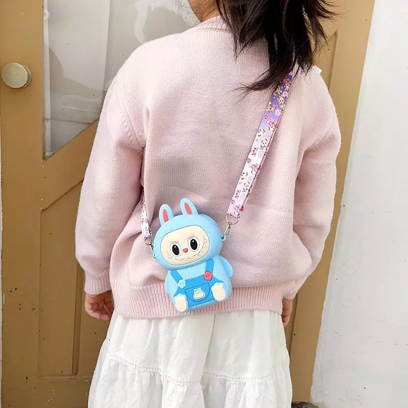 Tas Selempang  Anak Silikon Mini Labubu Viral Motif 3D Rubber Sebaguna — 4