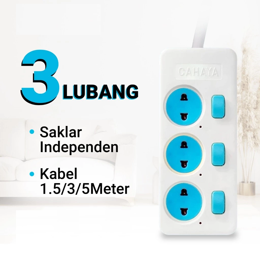 Stop Kontak Gepeng Kabel Saklar 3 4 5 Lubang 1 sampai 5 Meter SNI — 7