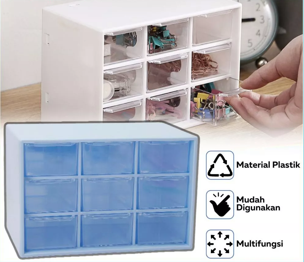 Kotak Laci 9 Sekat Serbaguna Minimalis Storage Penyimpanan Aksesoris — 2