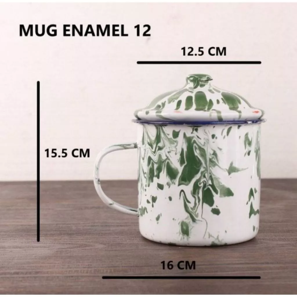 Mug Enamel Jadul Stainless Steel Gelas Jumbo Kopi Teh Gaya Klasik — 9