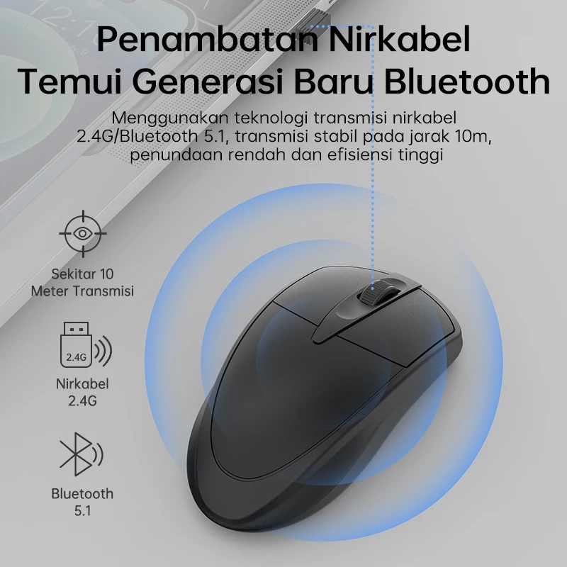 Mouse Wireless Nirkabel Slim Slim Kompatibel Tanpa Kabel Universal — 5